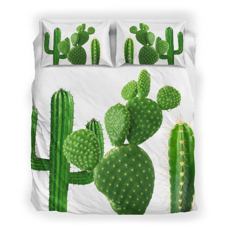 Green Cactus Garden Bedding Set HAC120603-NM-Bedding Set-NM-Twin-Vibe Cosy™