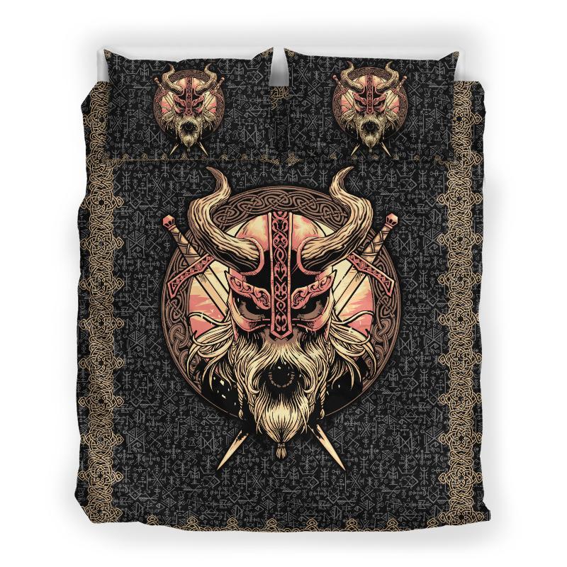 Quilt bedding set love skull viking