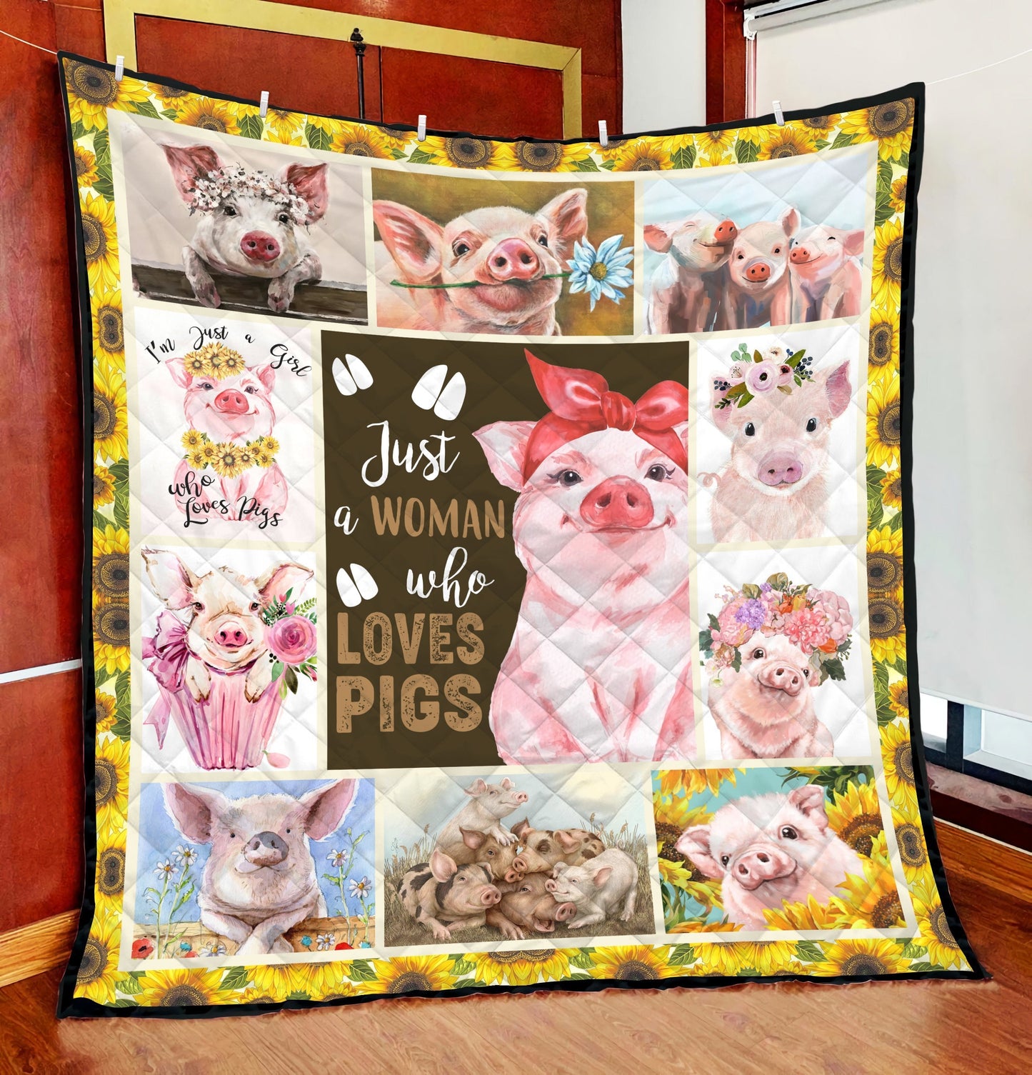 Beautiful Just A Woman Who Loves Pigs Quilt HAC110903-MEI