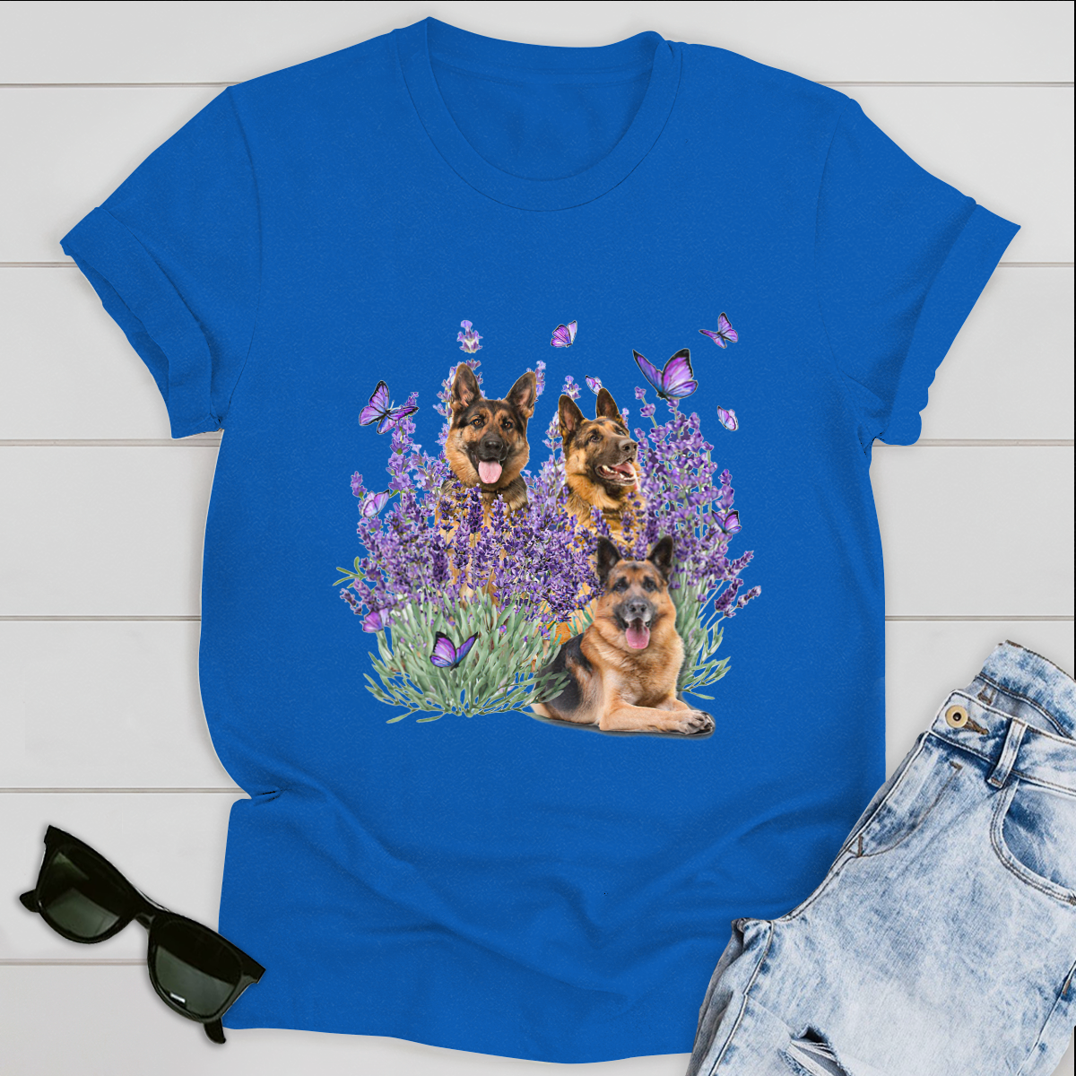 Dog T-shirt German Shepherd And Flowers