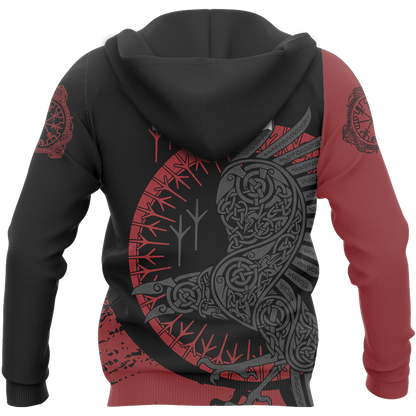 Viking Raven Zip Hoodie A0 - Amaze Style™-FULL ZIPPER HOODIES