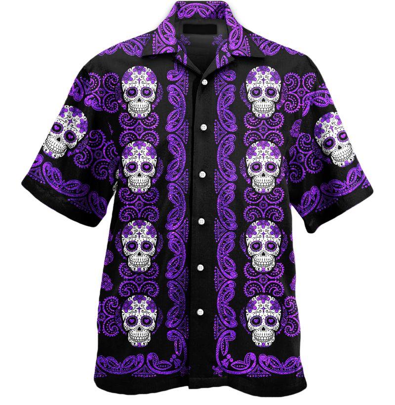 Sugar Skull Red And White Pattern Hawaii Shirt 160721020.CTA