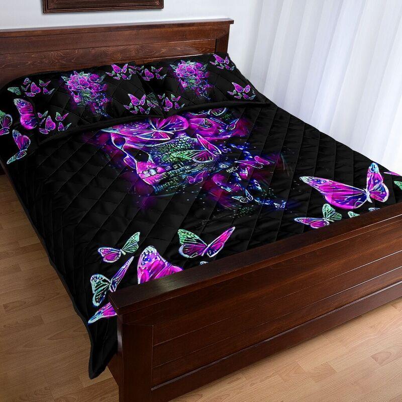 Quilt bedding set butterfly love skull PL