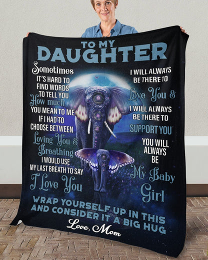 To My Daughter From Mom - Elephants - Premium Blanket