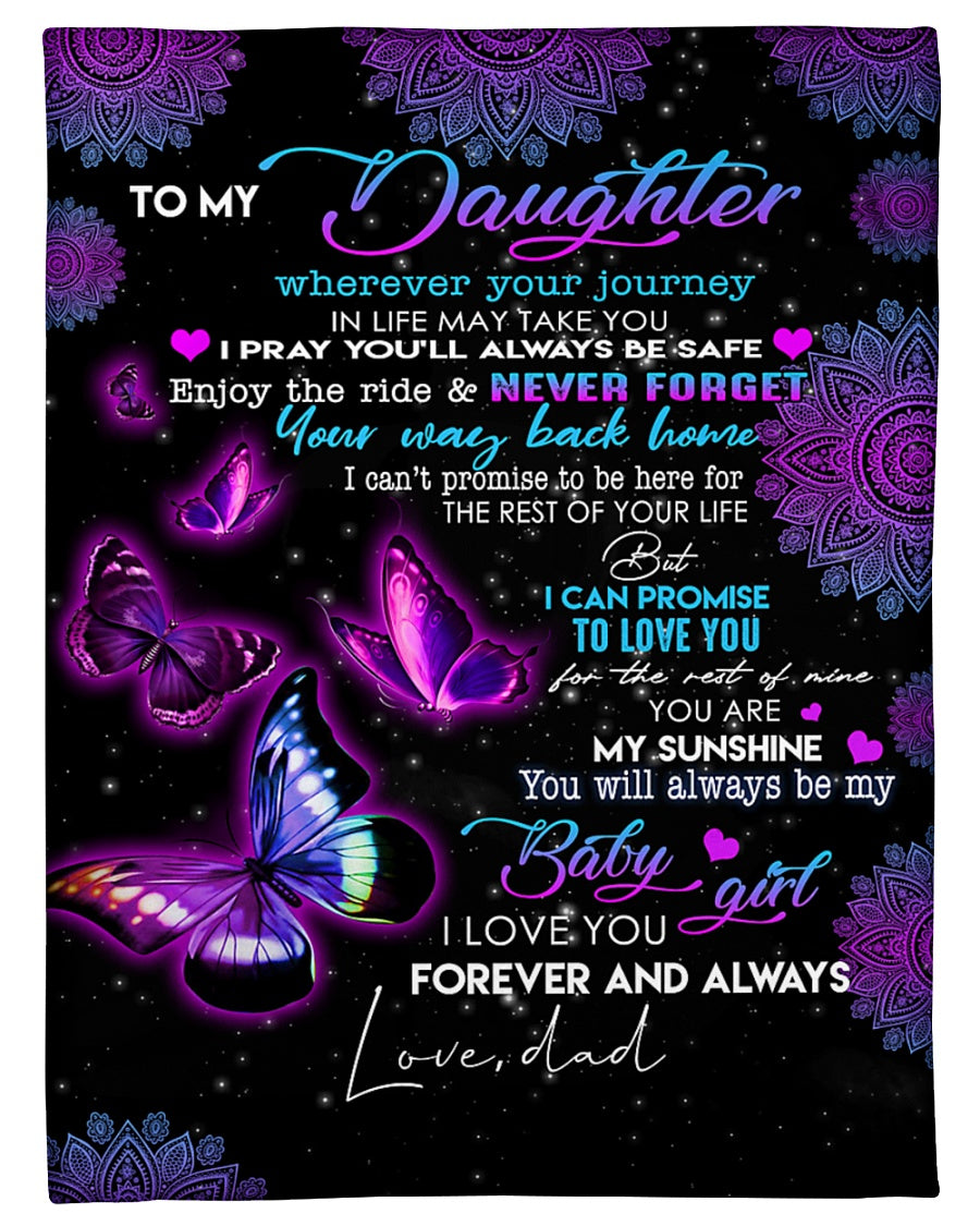 Custom Blanket Butterfly To My Daughter-Best Gift For Daughter-Sherpa Blanket LAM