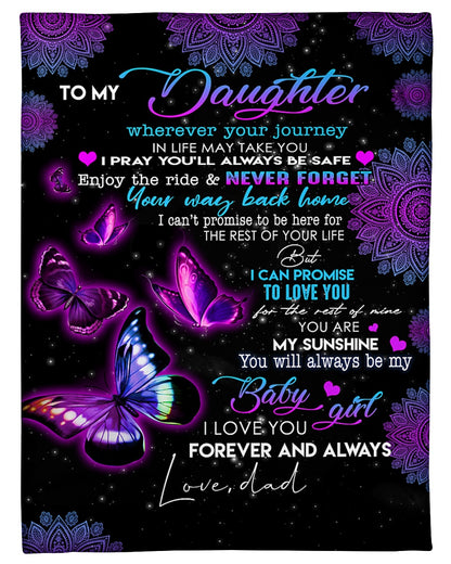 Custom Blanket Butterfly To My Daughter-Best Gift For Daughter-Sherpa Blanket LAM