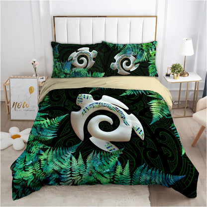 Maori Koru Honu Turtle Silver Fern Paua Shell Bedding Set 16072102.CTN