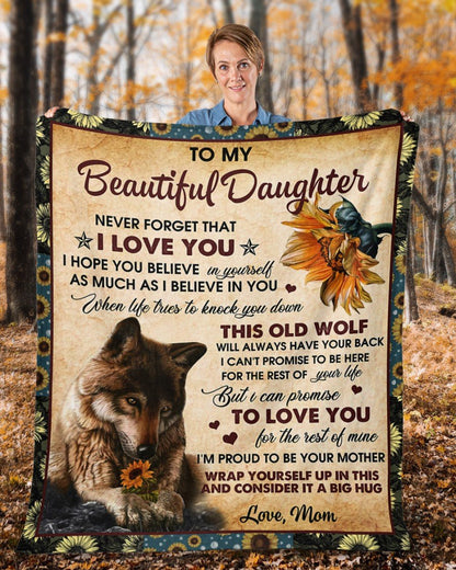 To My Daughter From Mom - Wolf - Premium Blanket