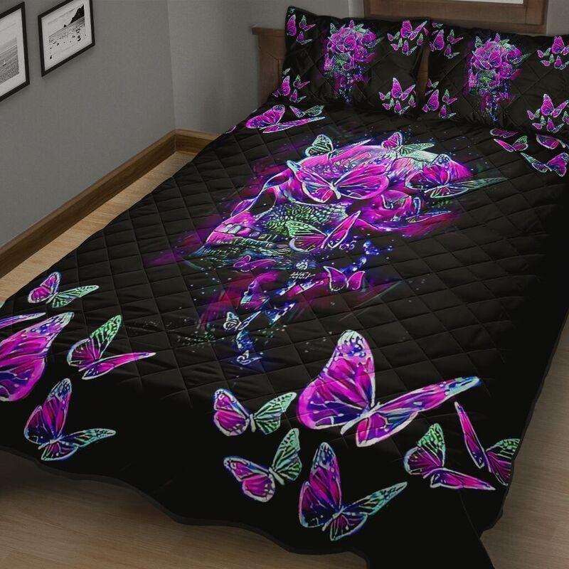 Quilt bedding set butterfly love skull PL