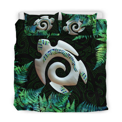 Maori Koru Honu Turtle Silver Fern Paua Shell Bedding Set 16072102.CTN