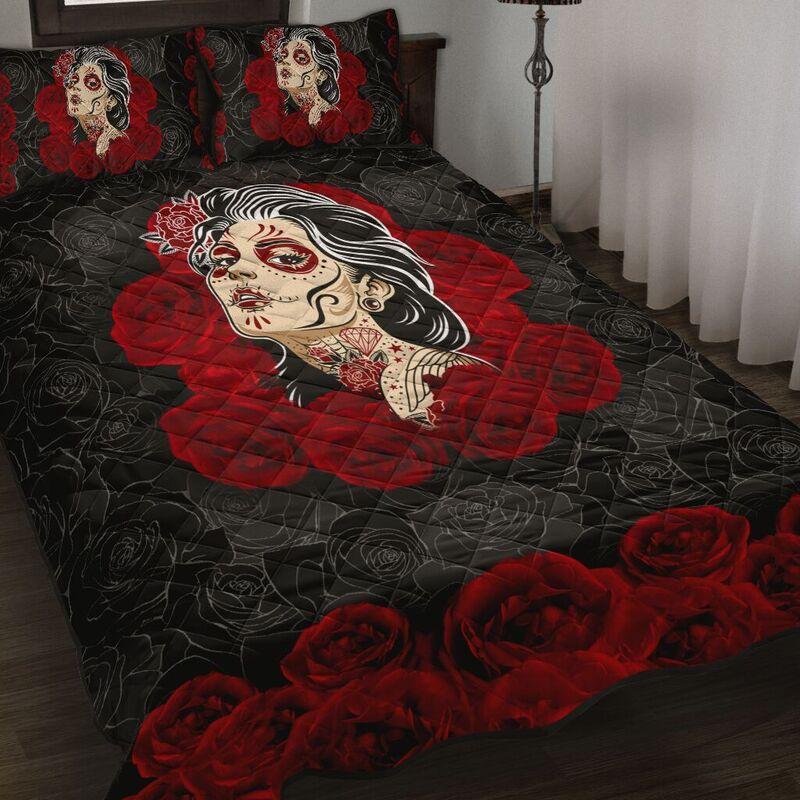 Quilt bedding set love rose and skull PL
