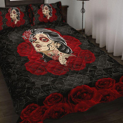 Quilt bedding set love rose and skull PL