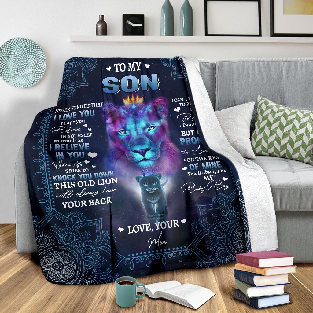 Custom Blanket Lion To My Son-Best Gift For Son-Sherpa Blanket TA