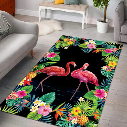 Beautiful Tropical Background Flamingo Couple Rug AM082018-MEI