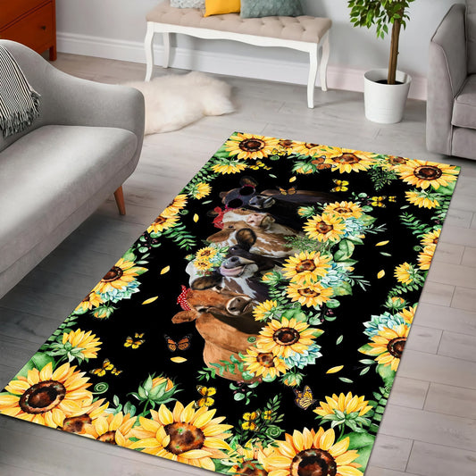 Cool Heifers And Sunflower Rug HHT19092002-MEI