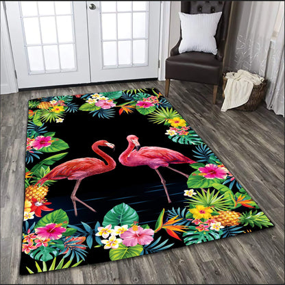 Beautiful Tropical Background Flamingo Couple Rug AM082018-MEI