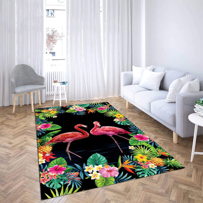 Beautiful Tropical Background Flamingo Couple Rug AM082018-MEI