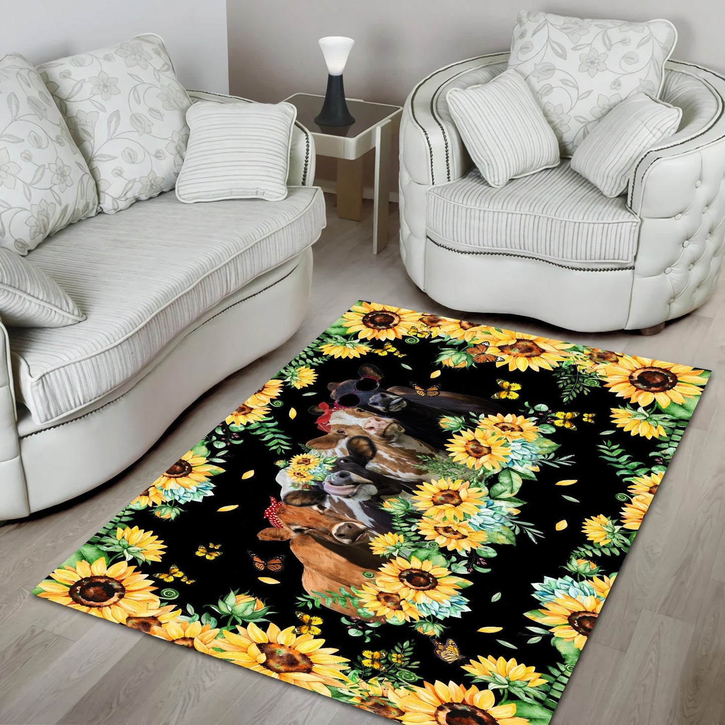 Cool Heifers And Sunflower Rug HHT19092002-MEI