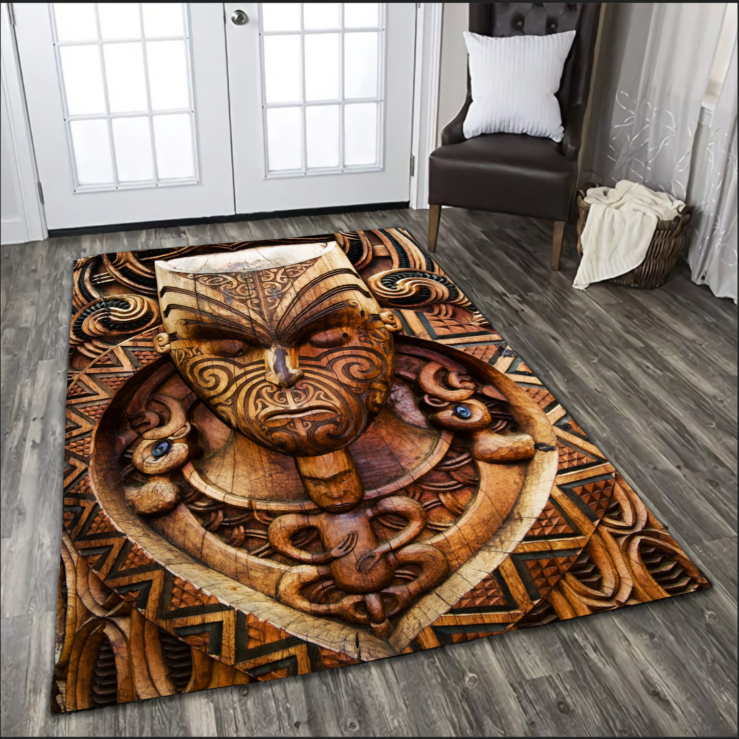 Carved Maori Wood Rug No 1 VP17072105.S1