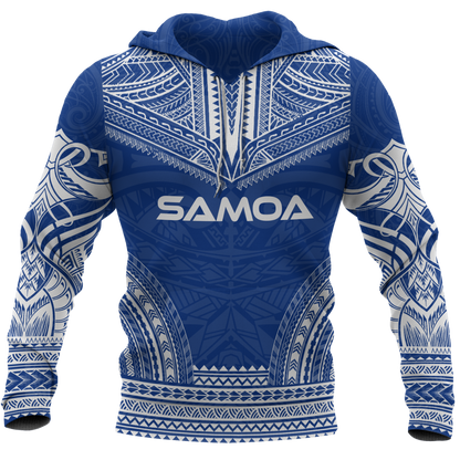 Samoa Polynesian Chief Hoodie - Blue Version - Amaze Style™-Apparel