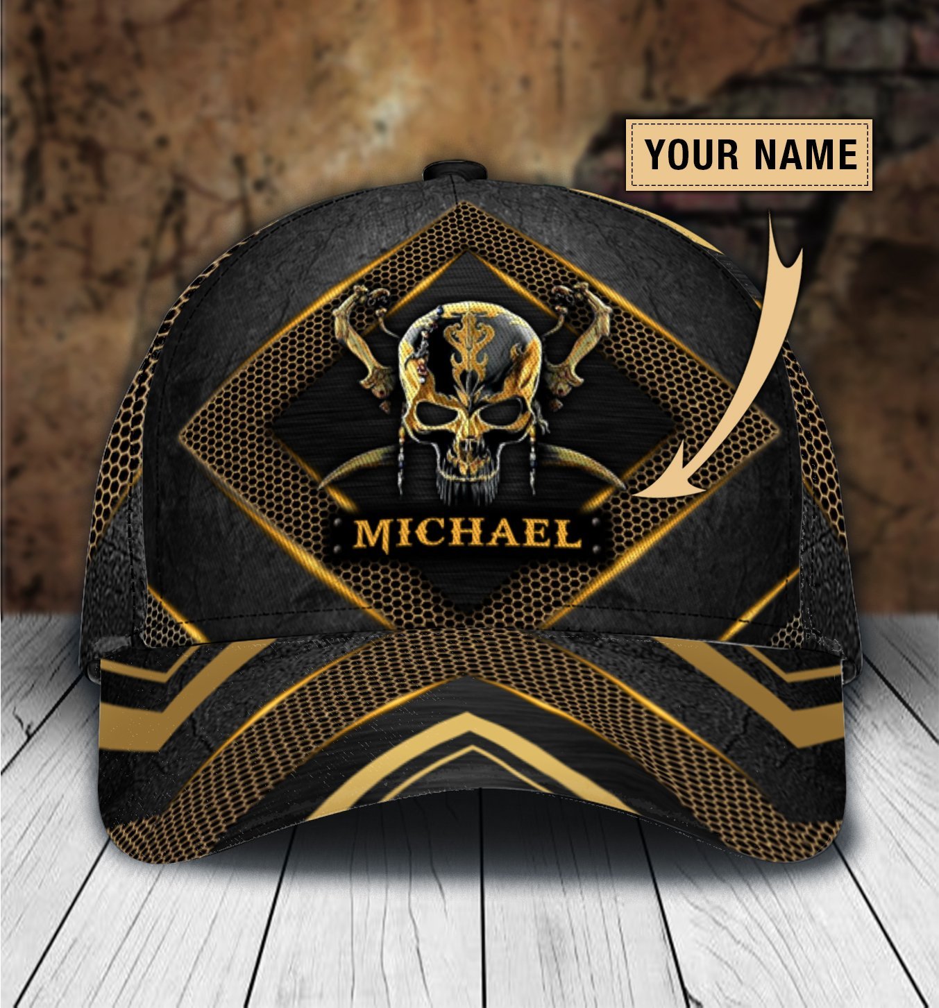 Custom Name Skull Classic Cap