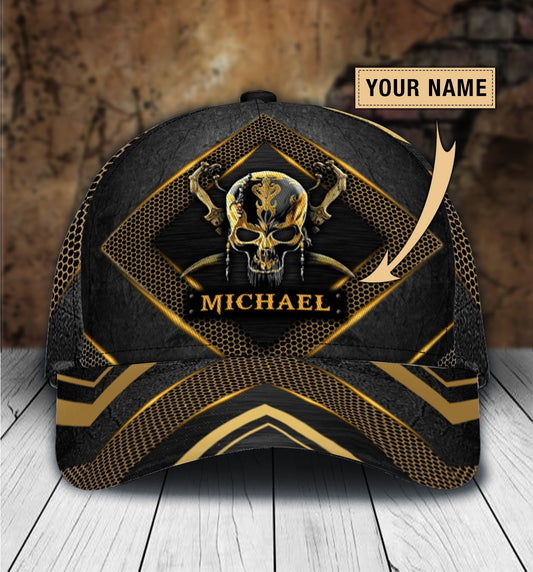 Custom Name Skull Classic Cap