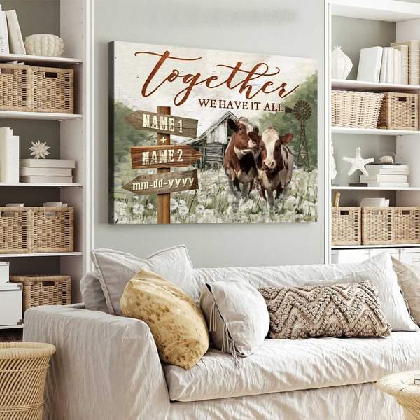 Personalized Wall Art Cow Poster Together We Have It All Farmhouse Decor
