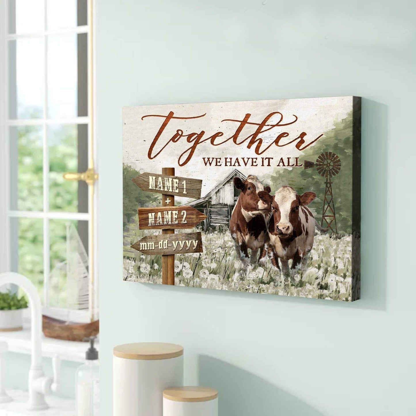 Personalized Wall Art Cow Poster Together We Have It All Farmhouse Decor
