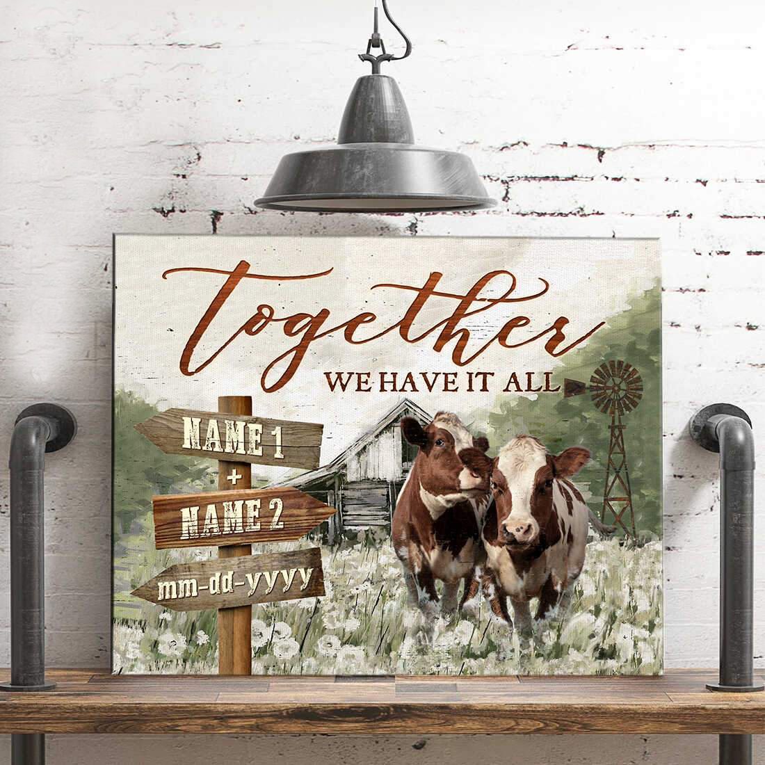 Personalized Wall Art Cow Poster Together We Have It All Farmhouse Decor