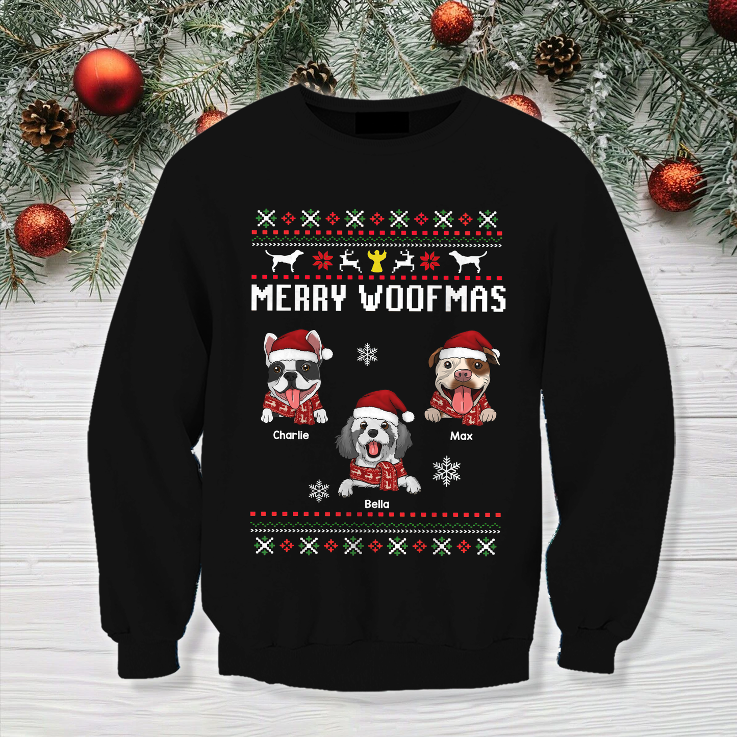 Merry Woofmas Personalized Dog Breed 3D All Over Print Ugly Sweater, Christmas Gifts For Dog
