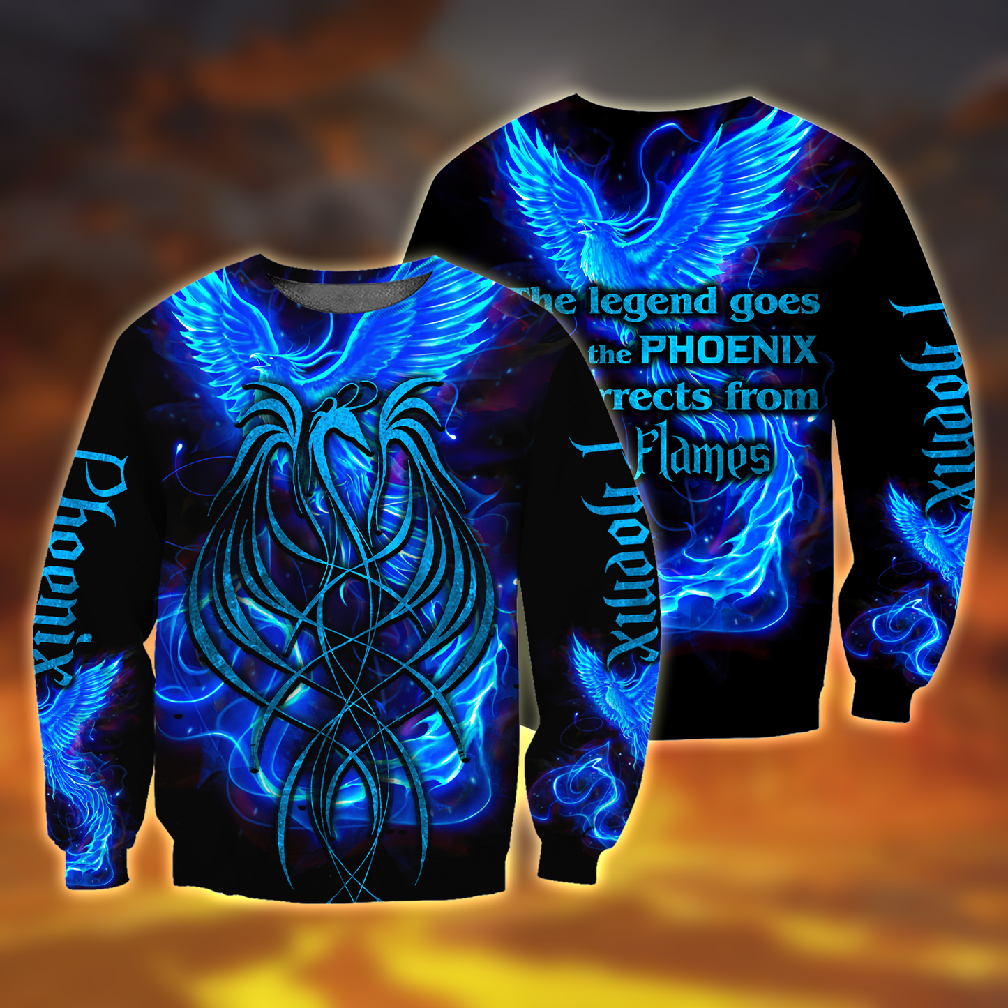 Royal Blue Phoenix Tattoo 3D All Over Printed Hoodie Shirt by SUN AM250502 - Amaze Style™-Apparel