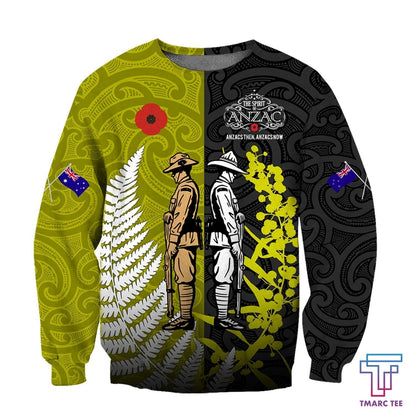 Remembrance day lest we forget Australia and Kiwi Soldier wattle silver fern TR030404 - Amaze Style™-Apparel