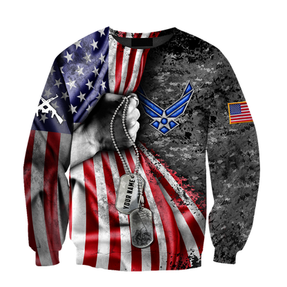 US Air Force tag Custom name 3D shirts for men and women Proud Military