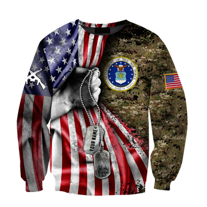 US Air Force tag Custom name 3D shirts for men and women Proud Military