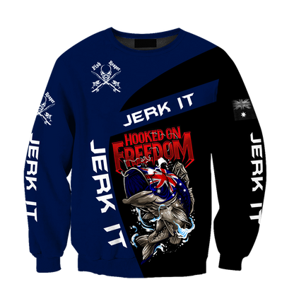 Tmarc Tee Hooked on Freedom Australia Fishing 3D printed shirts for men and women