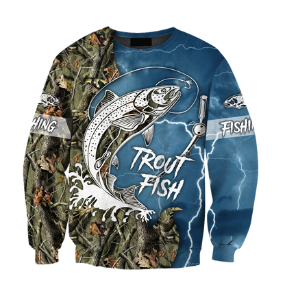 Trout Fishing blue Tattoo camo shirts for men and women