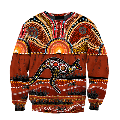 Aboriginal Australia Kangaroo running Lizard Art shirts for men and women