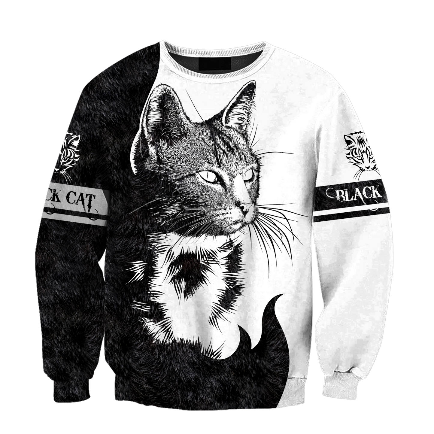 Love Black Cat Tattoo white 3D all over shirts for men and women