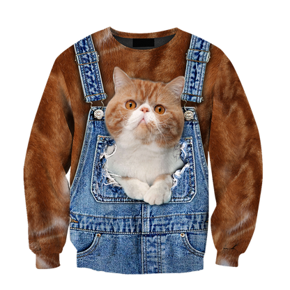 Love Cat cover Exotic Shorthair face hair 3D all over shirts