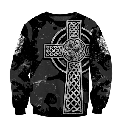 Scottish St-Andrew Thristle Celtic Cross grey ver3 Hoodie AZ210208 - Amaze Style™-Apparel