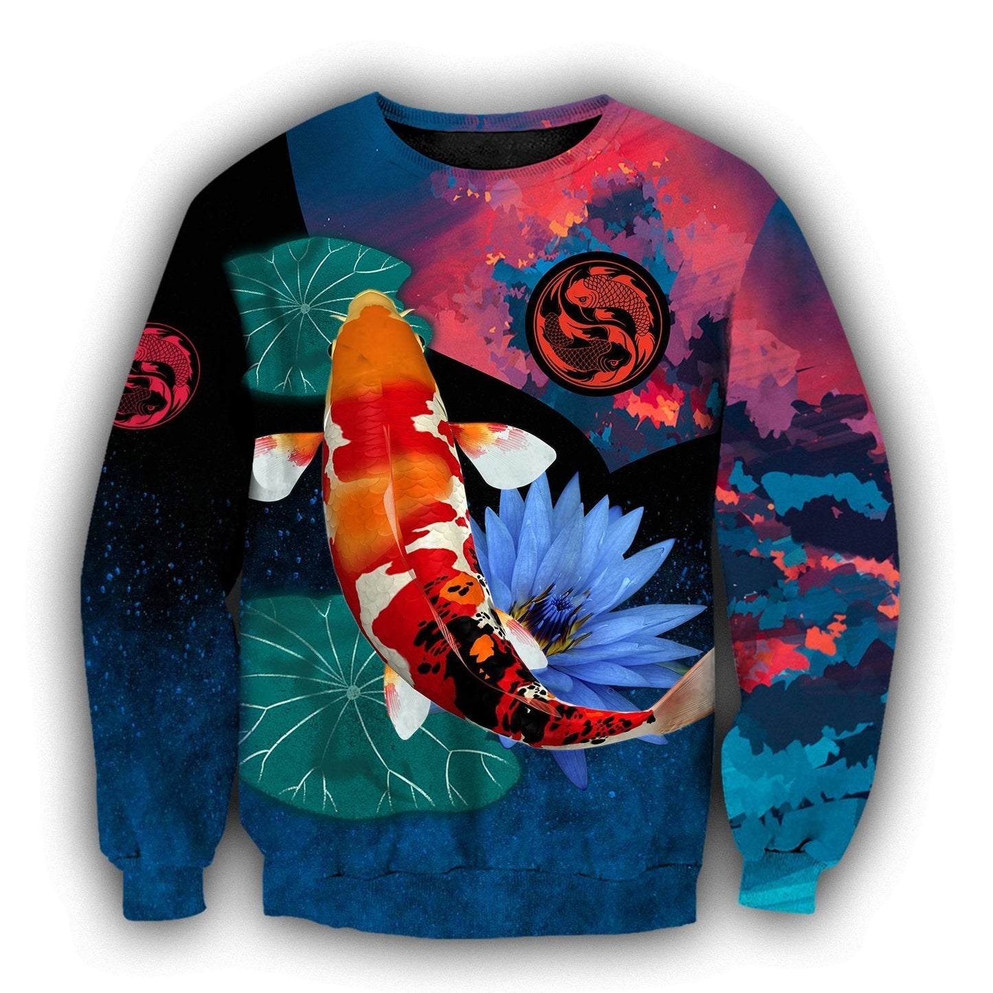Koi Fishing on lotus 3D all over printing shirts for men and women TR110201 - Amaze Style™-Apparel