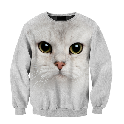 White Cat face hair premium hoodie sweatshirt cover