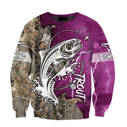 Trout Fishing purple Tattoo camo shirts for men and women