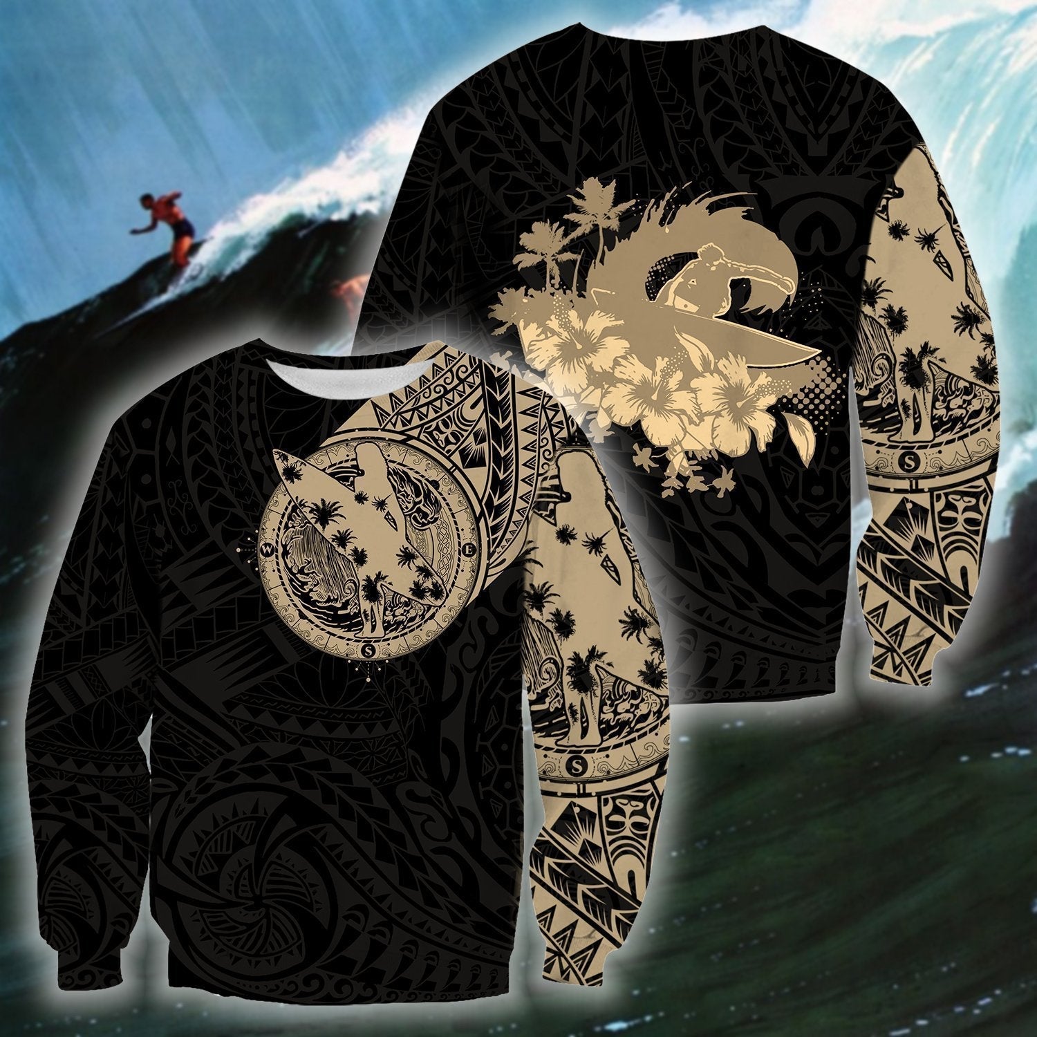 Polynesian Surfing Tattoo Style - Amaze Style™-Apparel