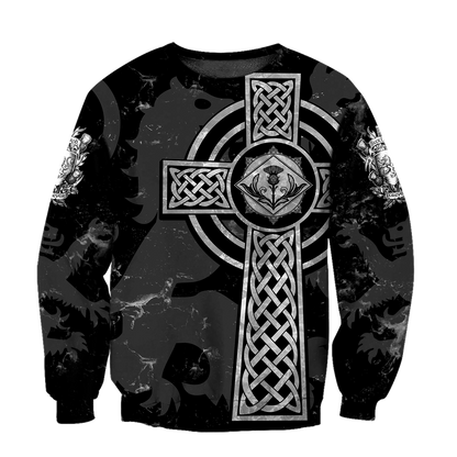 Scottish St-Andrew Thristle Celtic Cross grey ver2 Hoodie AZ210207 - Amaze Style™-Apparel