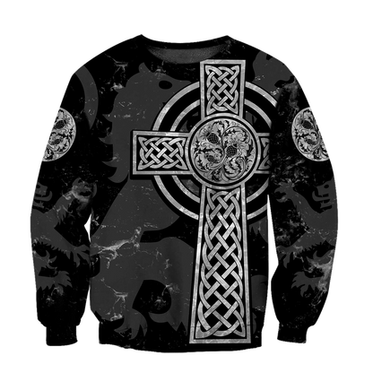 Scottish Thristle Celtic Cross grey ver3 Hoodie AZ210204 - Amaze Style™-Apparel