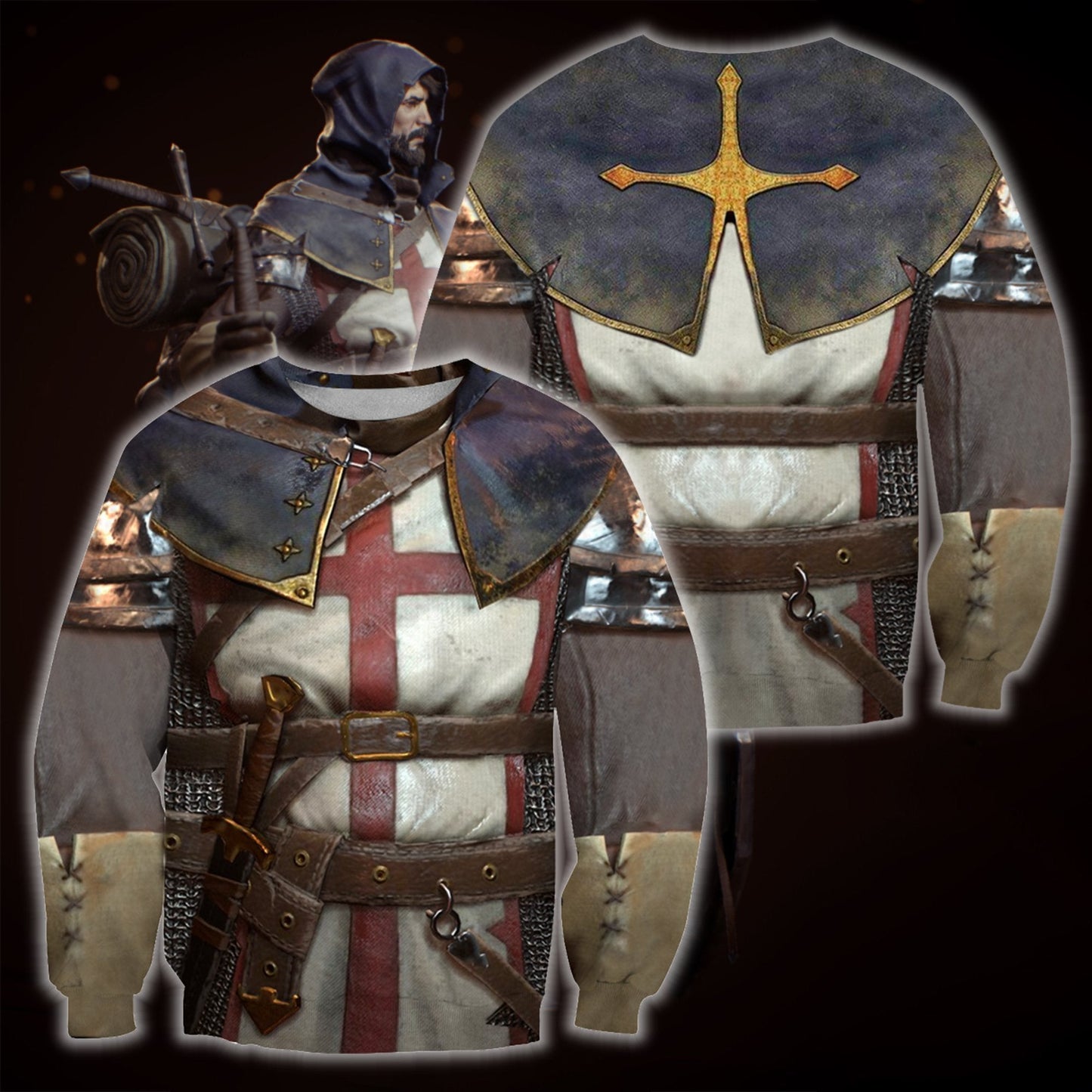 3D All Over Printed Knights Templar Tops - Amaze Style™-Apparel