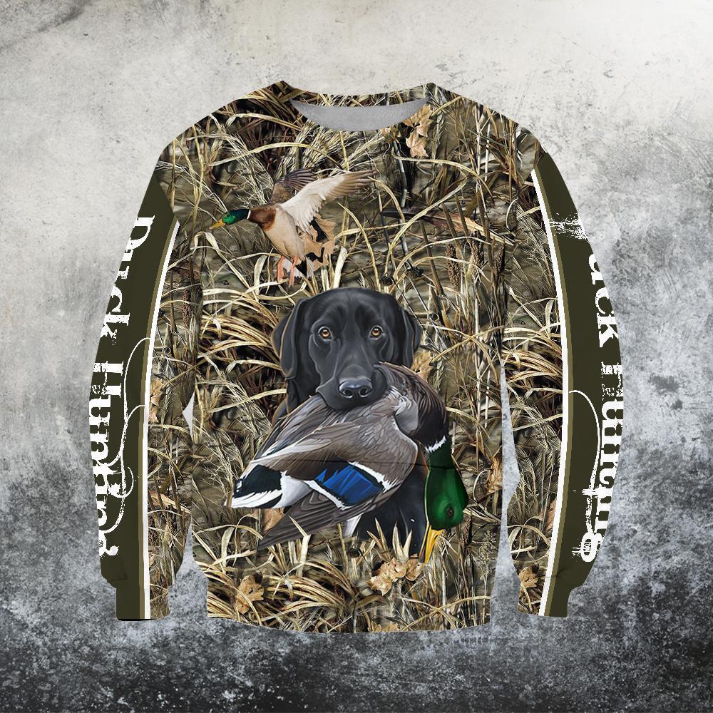 3D All Over Printed Black Dog hunting Duck Hoodie - Amaze Style™-Apparel