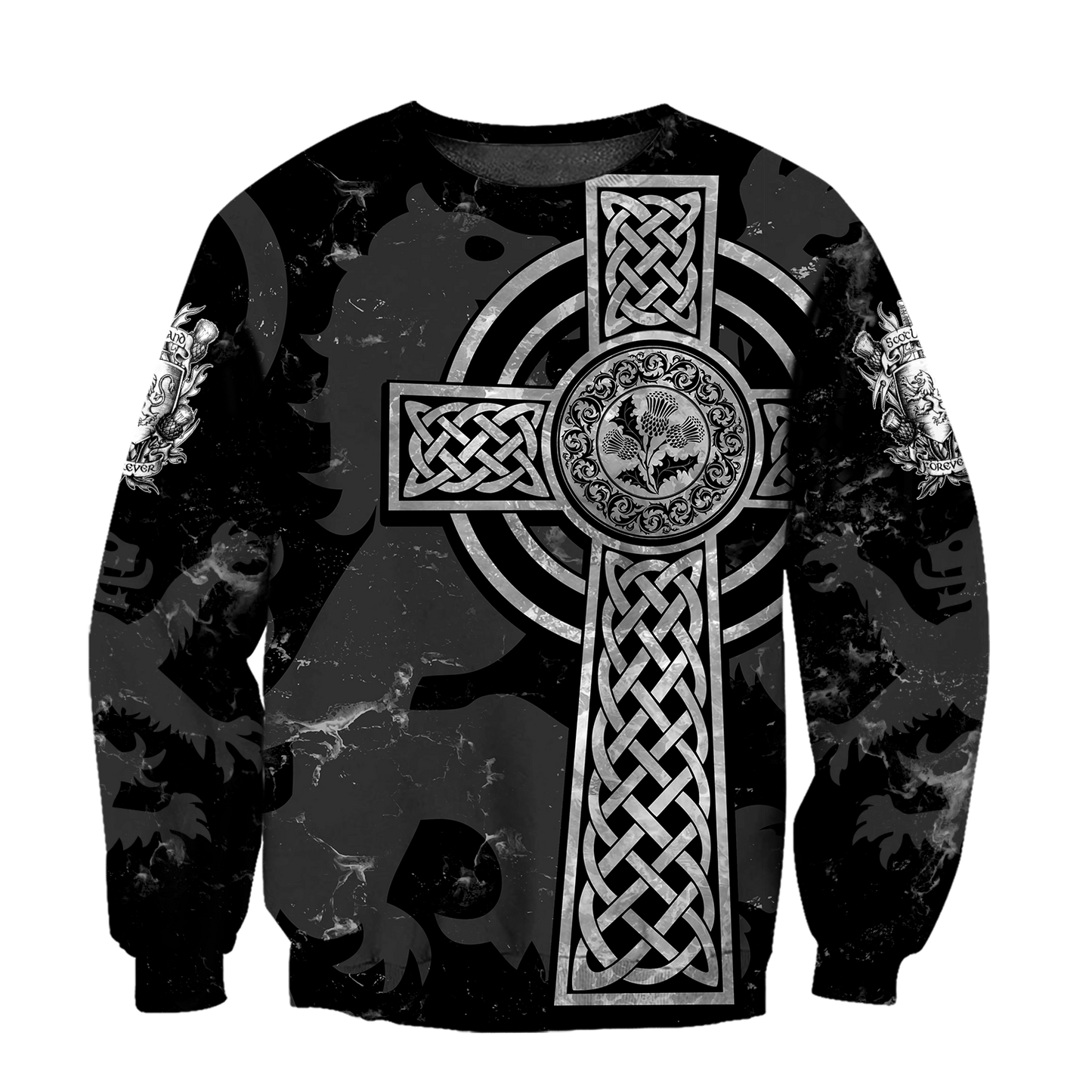 Scottish St-Andrew Thristle Celtic Cross grey ver1 Hoodie AZ210206 - Amaze Style™-Apparel