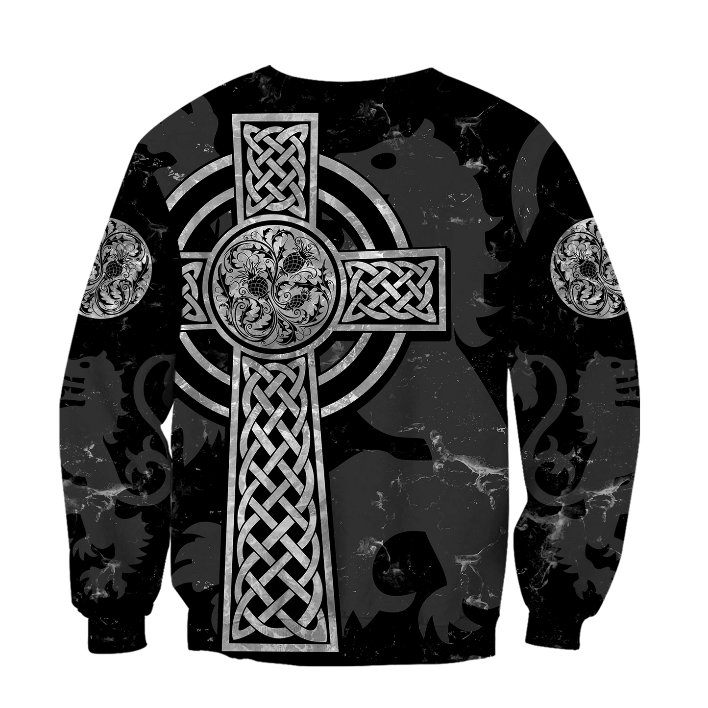 Scottish Thristle Celtic Cross grey ver3 Hoodie AZ210204 - Amaze Style™-Apparel